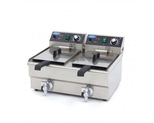 Deep Fryer - 2 x 10L - 2 Baskets - with Drain Tap