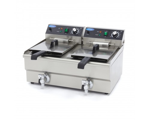 Deep Fryer - 2 x 13L - 2 Baskets - with Drain Tap