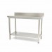 Stainless Steel Table - 60 x 60cm - Adjustable Height - with Backsplash and Storage Shelf