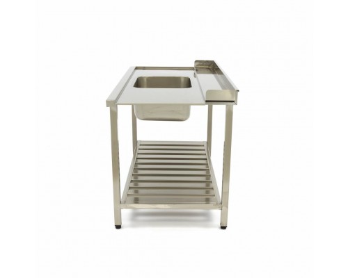 Dishwasher Table - 140 x 75cm - Left - with Sink and Backsplash - incl Storage Shelf