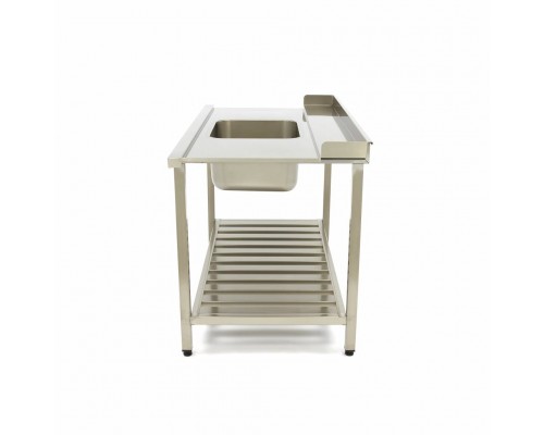 Dishwasher Table - 140 x 75cm - Right - with Sink and Backsplash - incl Storage Shelf