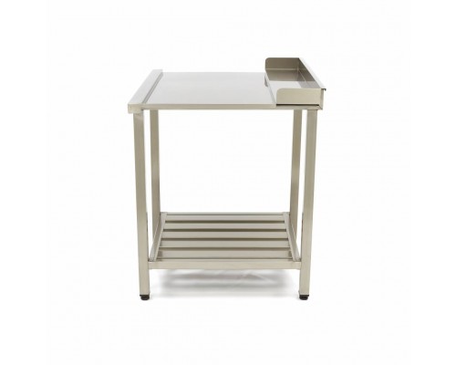 Dishwasher Table - 70 x 75cm - Right - with Backsplash and Storage Shelf