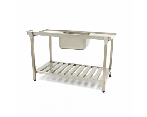 Dishwasher Table - 140 x 75cm - Right - with Sink and Backsplash - incl Storage Shelf