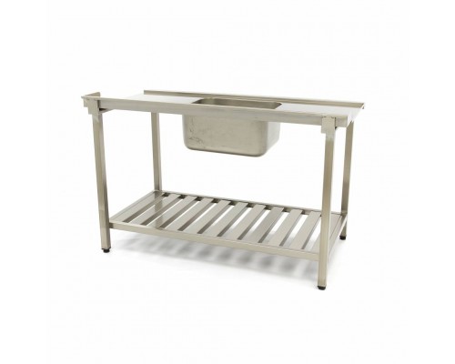 Dishwasher Table - 160 x 75cm - Left - with Sink and Backsplash - incl Storage Shelf