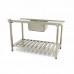 Dishwasher Table - 160 x 75cm - Left - with Sink and Backsplash - incl Storage Shelf