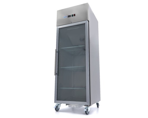 Fridge - 600L - 3 Adjustable Shelves (2/1GN) - Stainless Steel - with Glass Door