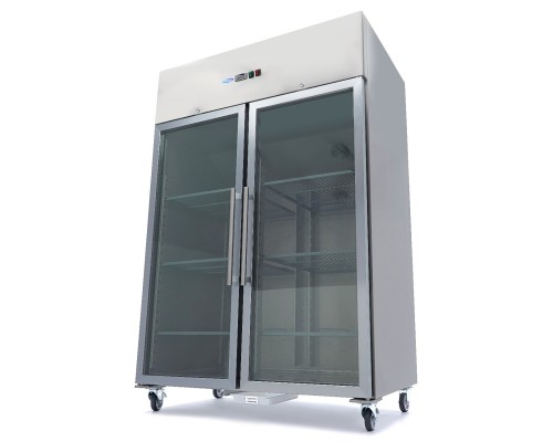 Freezer - 1200L - 6 Adjustable Shelves (2/1GN) - Stainless Steel - with Glass Door