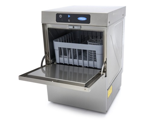 Glass Washer - 35 x 35cm - with Drain, Rinse Aid and Soap Pump - Digital Display - 230V