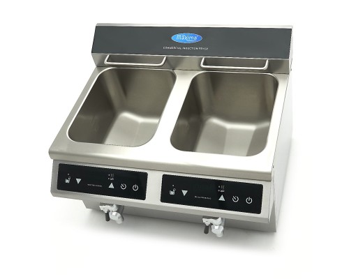 Deep Fryer - 2 x 8L - 2 Baskets - with Drain Tap - Induction