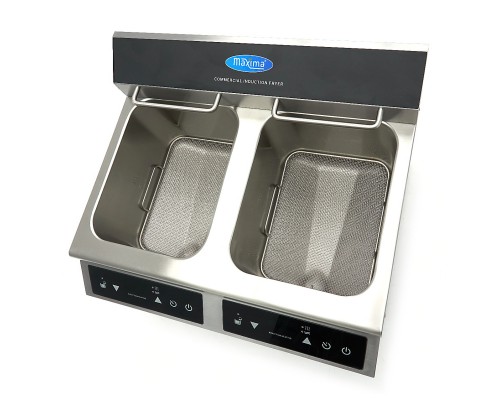 Deep Fryer - 2 x 8L - 2 Baskets - with Drain Tap - Induction