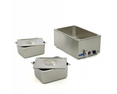 Bain Marie - ar krānu - iekļaujot 2 x 1/2 GN komplektu - elektrisks