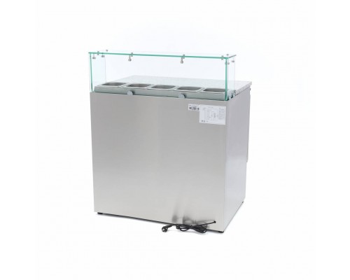 Pizza Prep Fridge - 90cm - 2 Doors - Fits 5 x 1/6 GN - incl Glass Cover