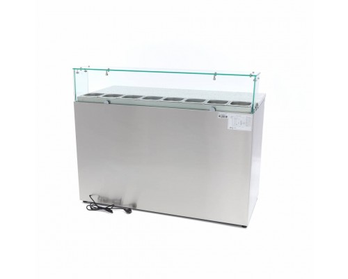 Pizza Prep Fridge - 137cm - 3 Doors - Fits 8 x 1/6 GN - incl Glass Cover