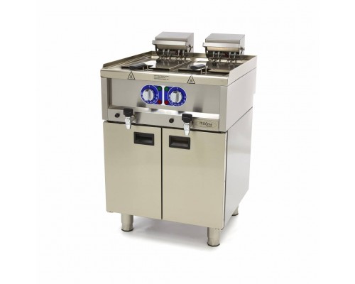 Deep Fryer - 2 x 10L - 2 Baskets - with Drain Tap - 400V