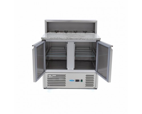 Pizza Prep Fridge - 90cm - 2 Doors - Fits 5 x 1/6 GN - incl Stainless Steel Cover