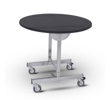 Room service table, round black top ø cm 90, folding side leaves, foldable and nestable, Metalcarrelli, 1104-90N