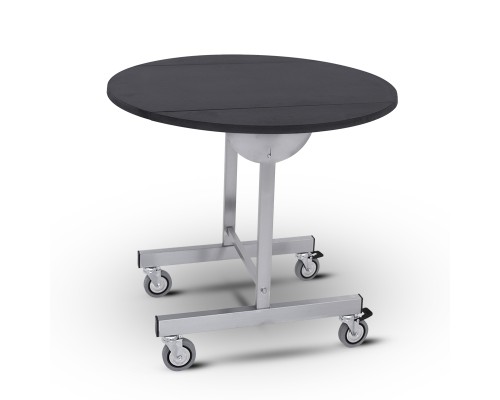 Room service table, round black top ø cm 90, folding side leaves, foldable and nestable, Metalcarrelli, 1104-90N