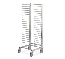 Stainless steel trolley for containers cm 60x40, shlef spacing 8 cm, Metalcarrelli, 1497G