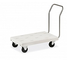 Aisi 304 stainless steel platform truck with 2 braked castors, 1 pushing handle, platform cm 60x80, Metalcarrelli, 1840