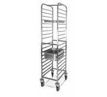 Aisi 304 stainless steel container trolley, capacity 18 x gn 1/1, shelf spacing cm 7,5, c-shaped runners, Metalcarrelli, 2071