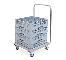 Stainless steel  rack stacking trolley  with handle, base cm 51x51, Metalcarrelli, 2207P