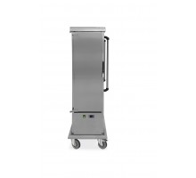 Refrigerated aisi 304 stainless steel pan mobile cupboard, capacity 16 x gn 1/1, pressend runners, shelf spacing cm 5,5, Metalcarrelli, 3415-16GS