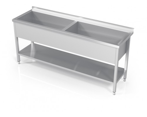 Double pot sink with reinforced shelf, Novameta, DV2-PLA-160/70/90