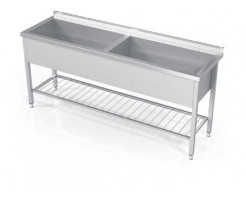 Double pot sink with grid shelf, Novameta, DV2-PSA-150/70/90