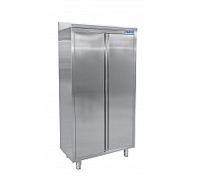 SARO Stainless steel high cabinet with 3 shelves and 2 hinged doors, 1000mm