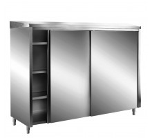 SARO Stainless steel storage cabinets with sliding doors AISI 304, sloping roof, 1800x600