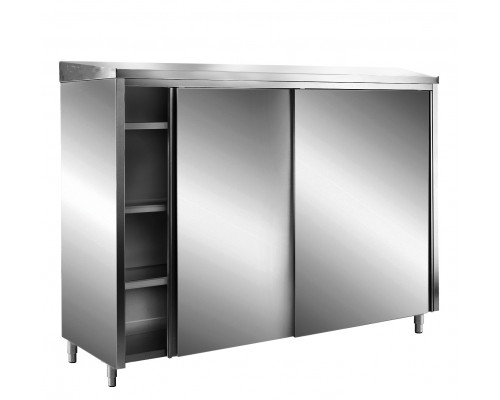 SARO Stainless steel storage cabinets with sliding doors AISI 430, sloping roof, 1800x700