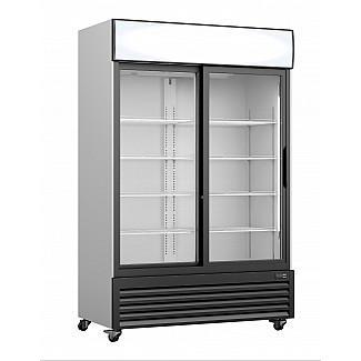 SARO Kühlschrank mit Glasschiebetüren + Werbetafel, 
Modell GTK 700 SD