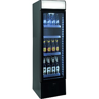 SARO Getränkekühlschrank mit Werbetafel - schmal, 
Modell DK 105