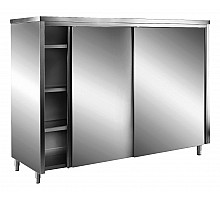 SARO Stainless steel storage cabinets with sliding doors AISI 430, flat roof, 1400x600