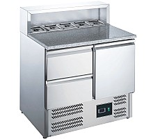 SARO Pizzatisch, 1 Tür + 2 Schubladen, mit Aufsatz, 
Modell EPS 900 1/2