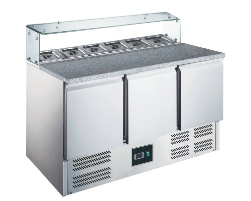 SARO Pizzatisch, 3 Türen, Glasaufsatz, 
Modell EPS 903 G