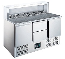 SARO Pizzatisch, 2 Türen + 2 Schubladen, mit Aufsatz, 
Modell EPS 903 2/2