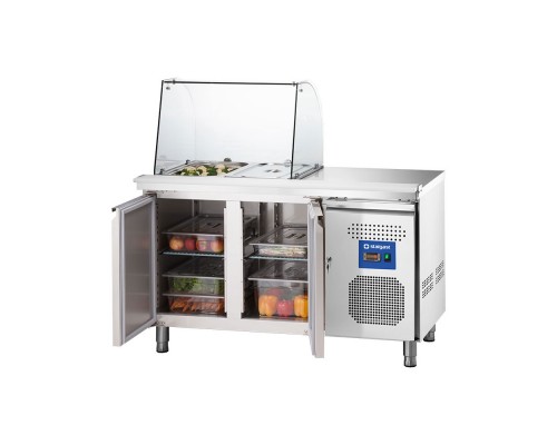 2-door salad refrigerated table with a glass extension and a worktop, 240 l, Stalgast, 832225