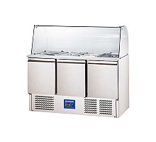 3-door salad refrigerated table with a glass extension, v 368 l, Stalgast, 832232