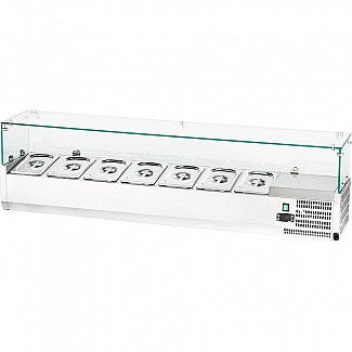 refrigerated prep/servery topper with straight glass with straight glass 7xGN 1/4 1600x335x435 mm
