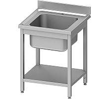 Table with one sink, with shelf 600x600x850 mm, for assembly, Stalgast, 954456060