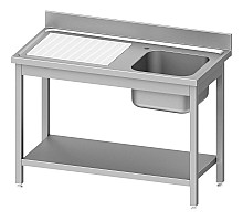 table with one sink (R), with shelf 1000x600x850 mm, for assembly