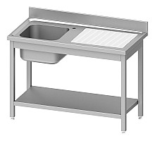 Table with one sink (l), with shelf 1000x700x850 mm, for assembly, Stalgast, 954477100