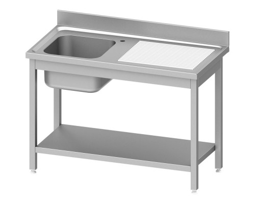 Table with one sink (l), with shelf 1000x600x850 mm, for assembly, Stalgast, 954476100