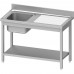 table with one sink (L), with shelf 1000x600x850 mm, for assembly