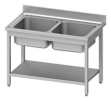 Table with two sinks, with shelf 1000x600x850 mm, for assembly, Stalgast, 954586100