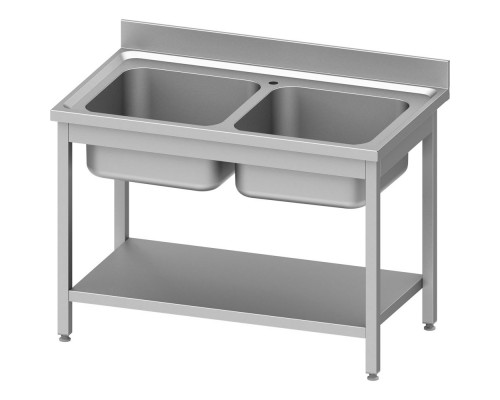 Table with two sinks, with shelf 1000x700x850 mm, for assembly, Stalgast, 954587100