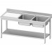 Table with two sinks (r), with shelf 1400x700x850 mm, for assembly, Stalgast, 954597140