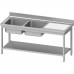 Table with two sinks (l), with shelf 1600x600x850 mm, for assembly, Stalgast, 954606160