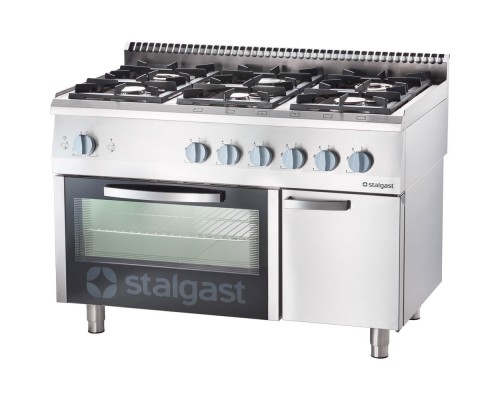 6-burner gas range 1200x700x850 with oven (800) 32, 5+5 kw - g20 , Stalgast, 9711110